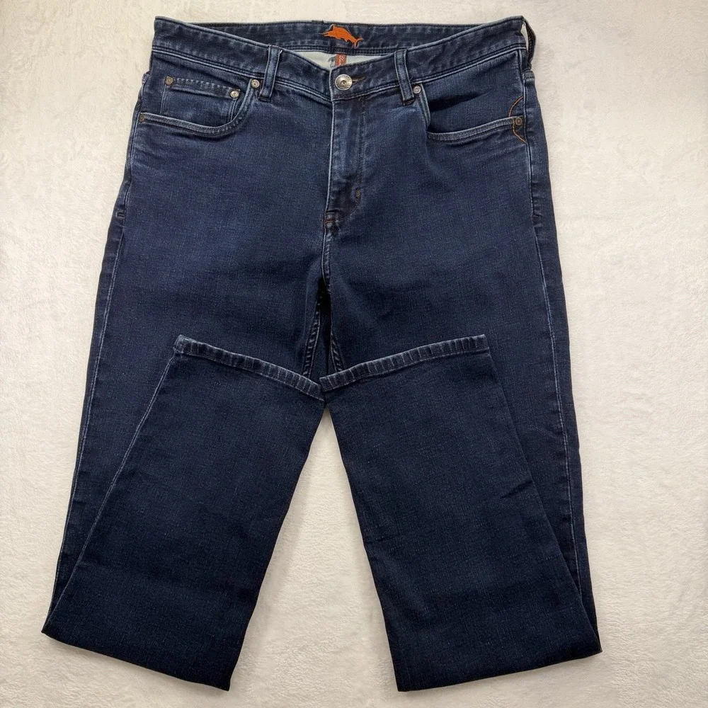 Tommy Bahama Jeans Mens 34x32 Blue Straight Leg Dark Wash Stretch